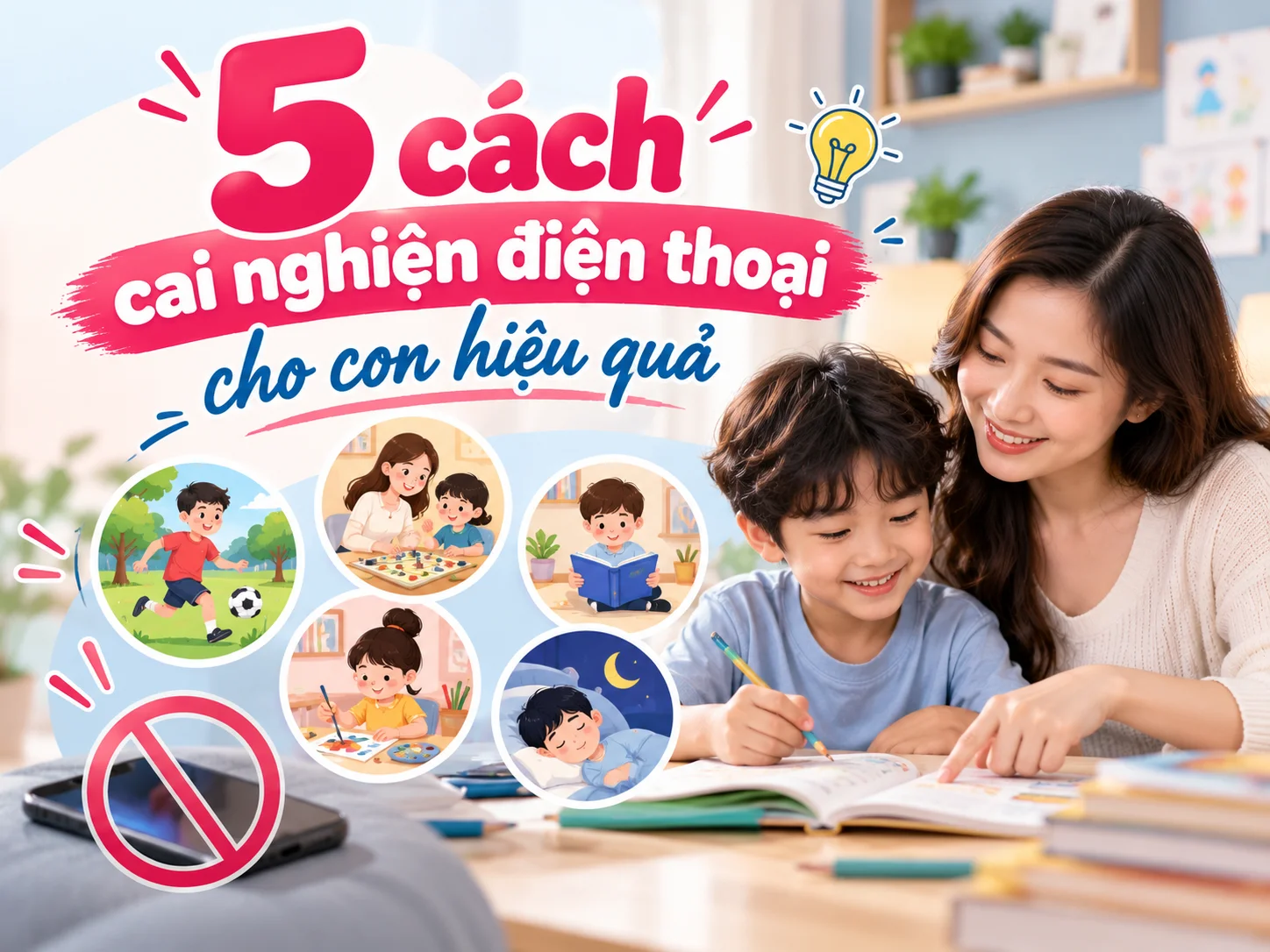 5 cách cai nghiện điện thoại cho con hiệu quả