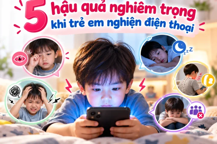 5 hậu quả nghiêm trọng khi trẻ em nghiện điện thoại