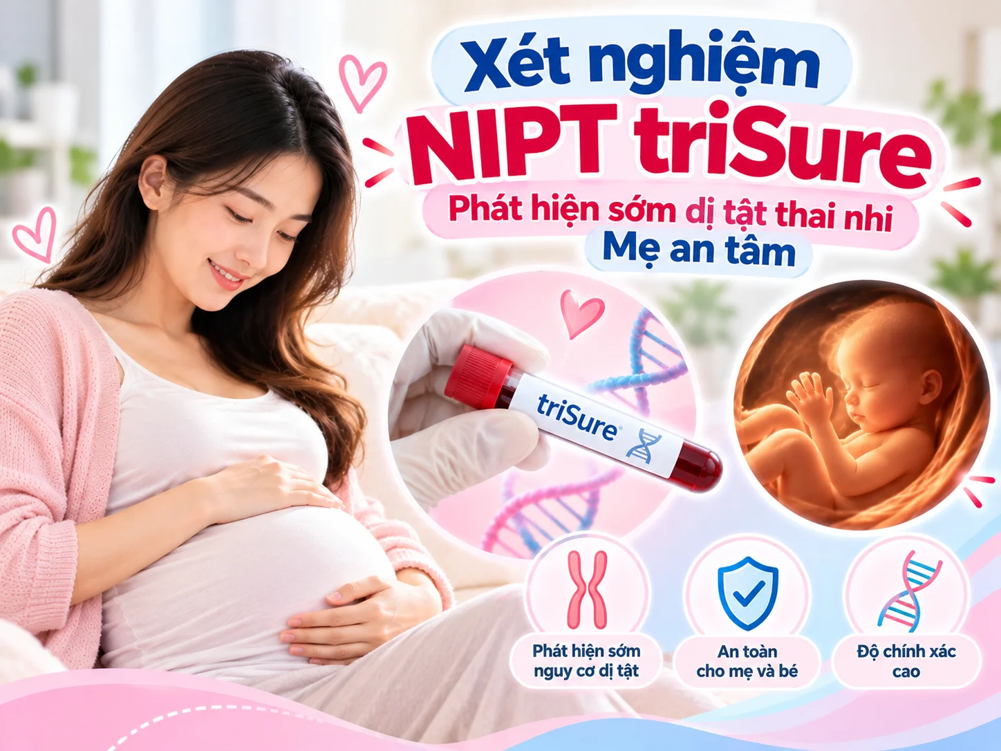 Xét nghiệm NIPT triSure: Phát hiện sớm dị tật thai nhi, mẹ an tâm