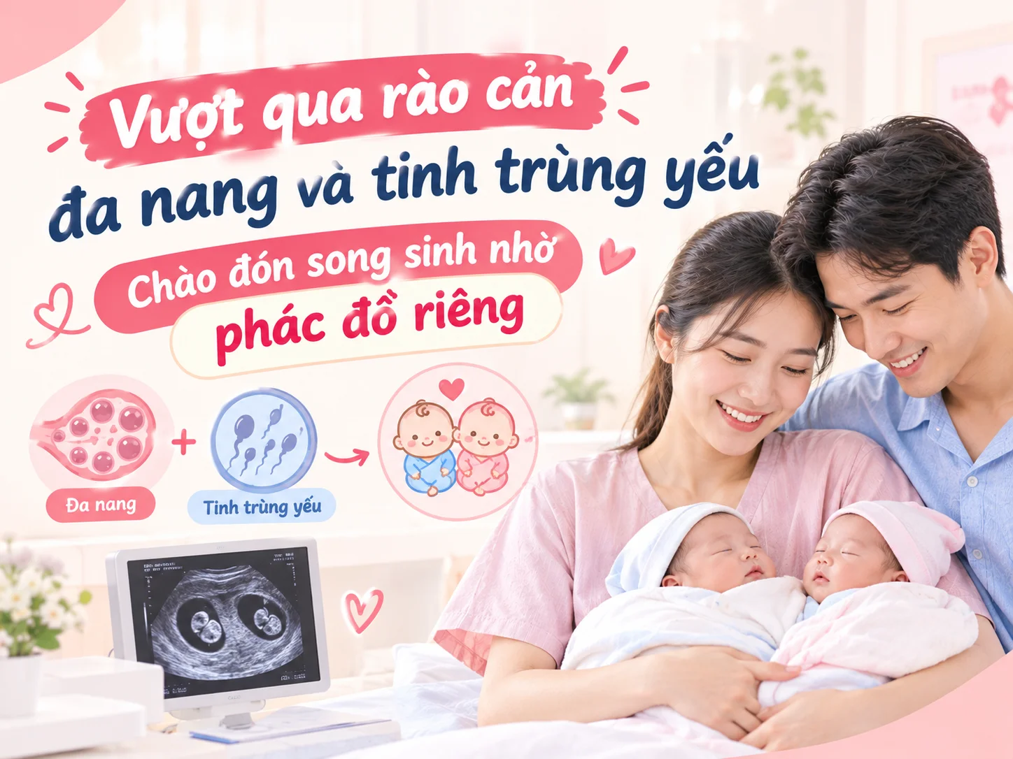 Vượt qua rào cản đa nang và tinh trùng yếu: Chào đón song sinh nhờ phác đồ riêng 5 Vượt qua rào cản đa nang và tinh trùng yếu: Chào đón song sinh nhờ phác đồ riêng